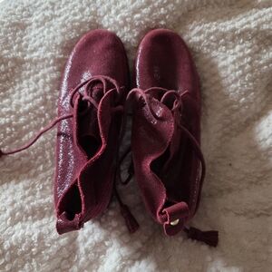 Hush Puppies Burgundy Suede Chukka Boots Tassel Lace Size 5.5